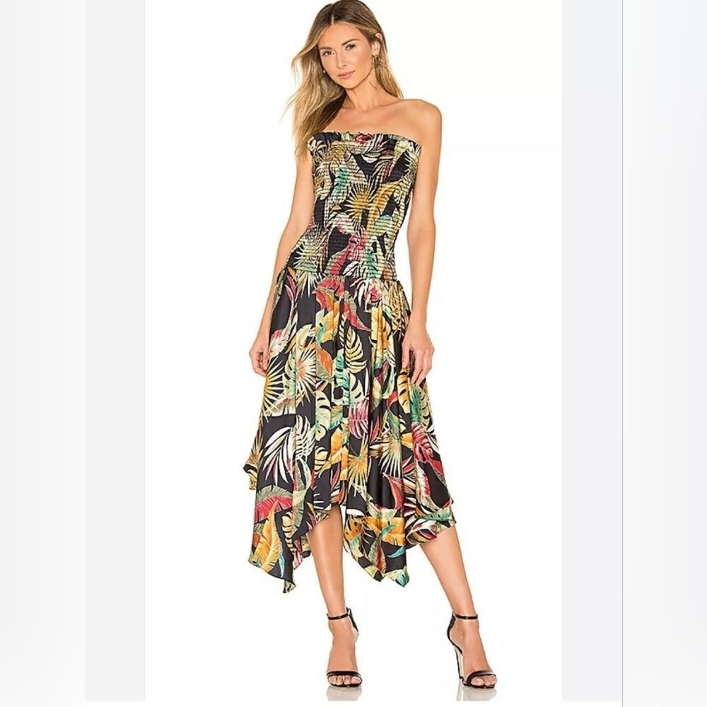 Petersyn Jackie Midi Dress Floral Smocked Off Shoulder